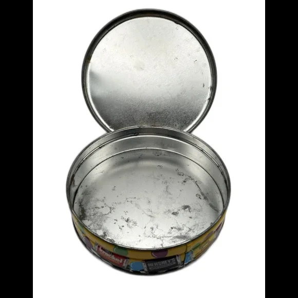 Vintage 1997 Hershey's Fun Tin Assorted Miniatures Round Storage Tin 5.3oz Used - Picture 2 of 4